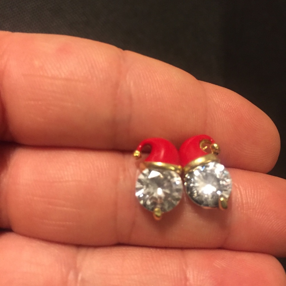 🎅 Lovely rhinestone Santa hat Christmas studs 🎅